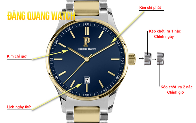 Cách chỉnh giờ trên đồng hồ đeo tay 3 kim 1 nút | Đăng Quang Watch